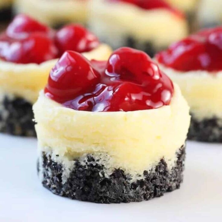 Mini cherry cheesecakes