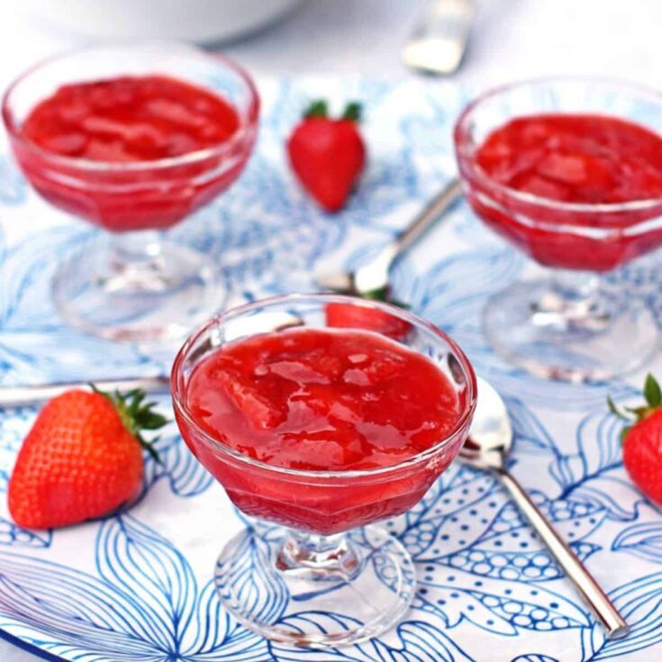 R&oslash;dgr&oslash;d med Fl&oslash;de in cups, made after reading these strawberry desserts