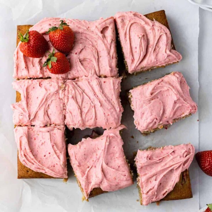 Sliced strawberry banana cake