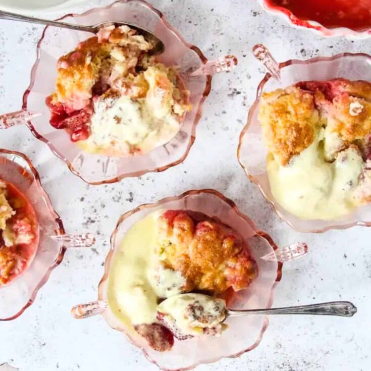 Strawberry cobbler served in cups