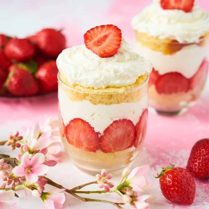 Strawberry cream trifle dessert