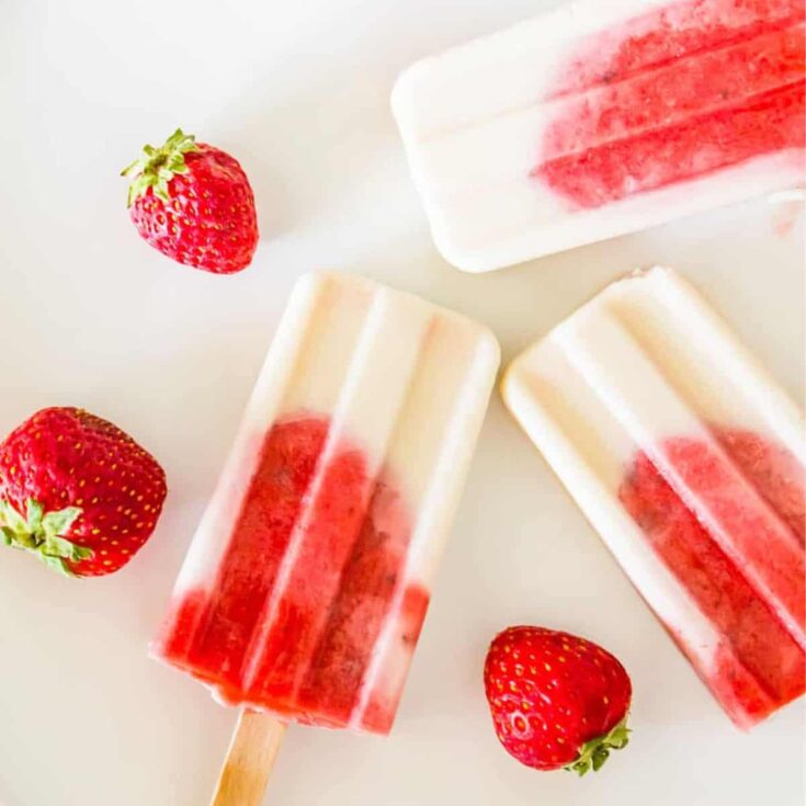 Strawberry vanilla popsicles