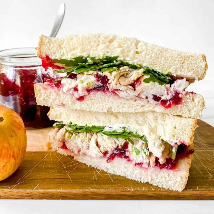 Turkey cranberry cream cheese picnic sandwiches