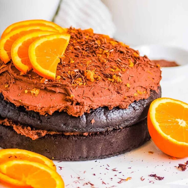 Chocolate orange cake with chocolate frosting