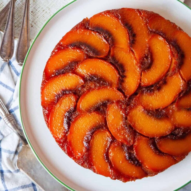 10-ingredients caramel peach upside down cake