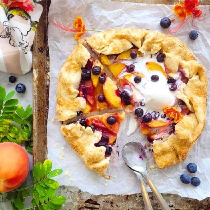 Blueberry peach galette dessert