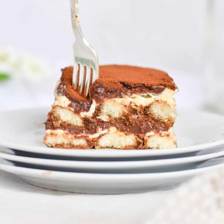 A slice of chocolate tiramisu