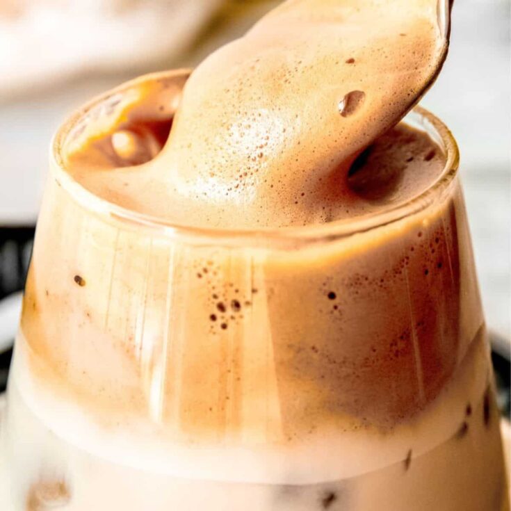Coconut whipped Dalgona iced coffee