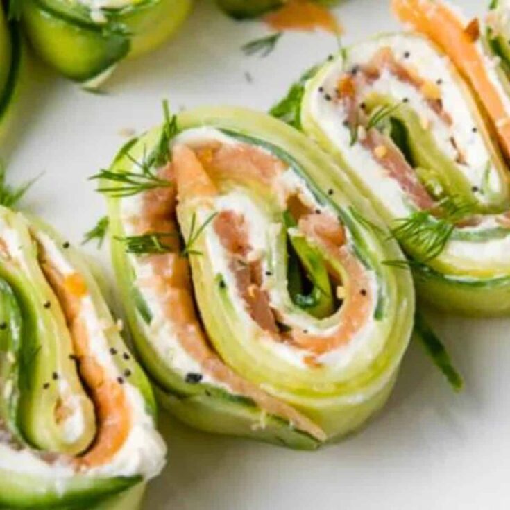 Everything Bagel cucumber rolls pool party snacks