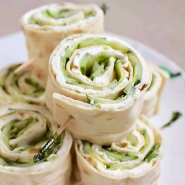 Cucumber and cream cheese pinwheel sandwiches