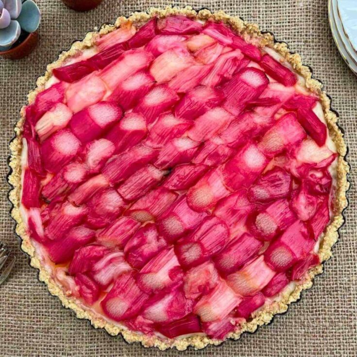 Gluten free rhubarb and custard tart