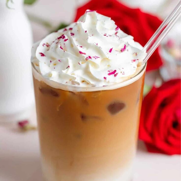 Iced rose latte coffee