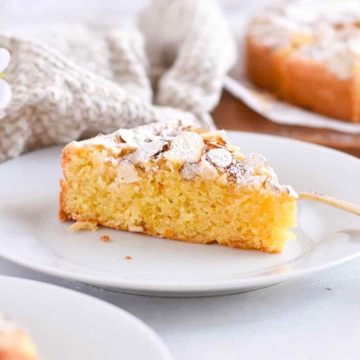 A slice of Italian almond cake fancy dessert