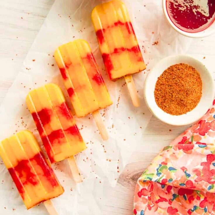 Mango rosewater paletas with chamoy
