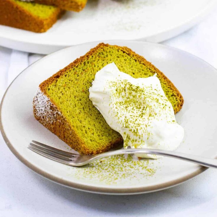 A slice of matcha chiffon cake
