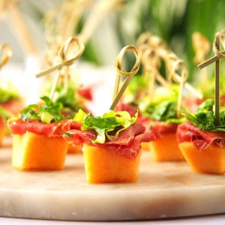 Melon prosciutto skewers