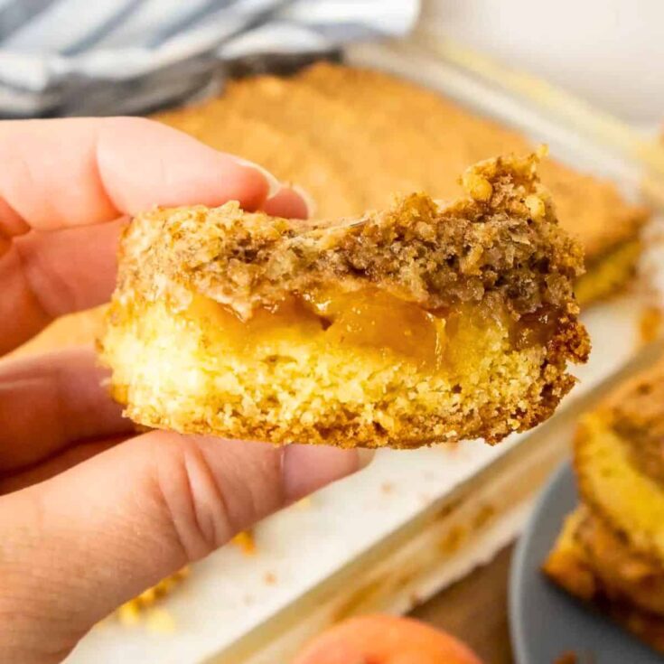 Peach and walnut dessert squares