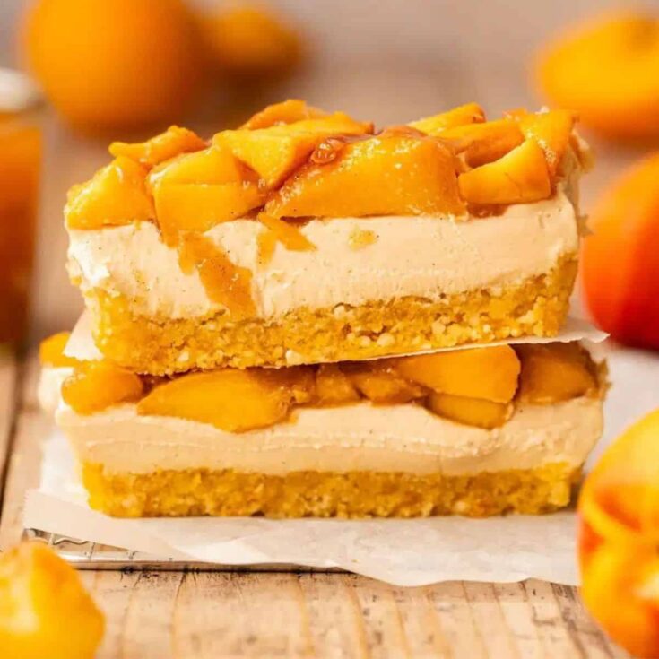 Peach cheesecake slices