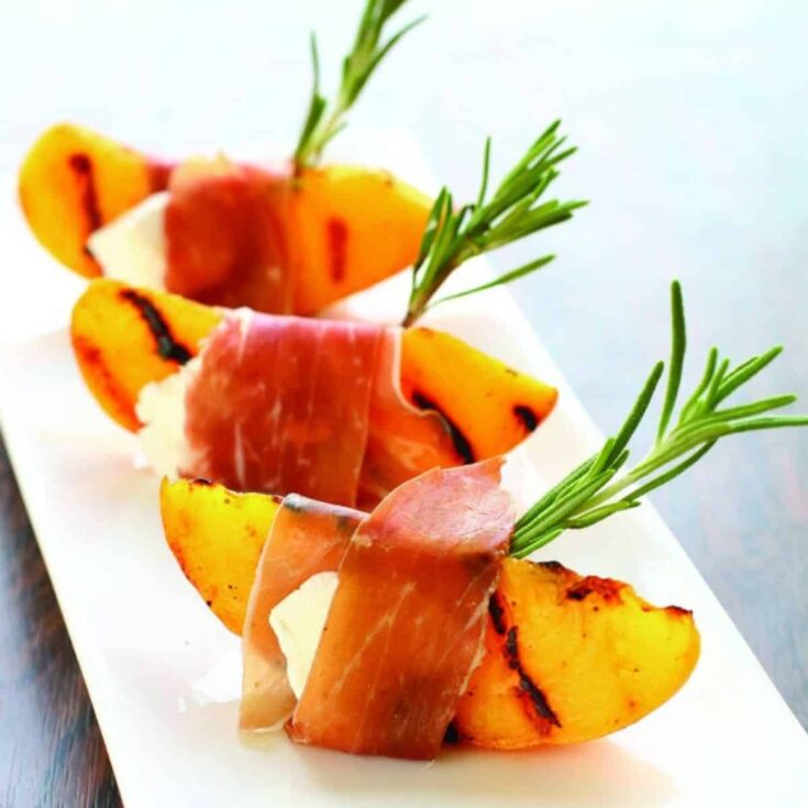 Prosciutto wrapped peaches
