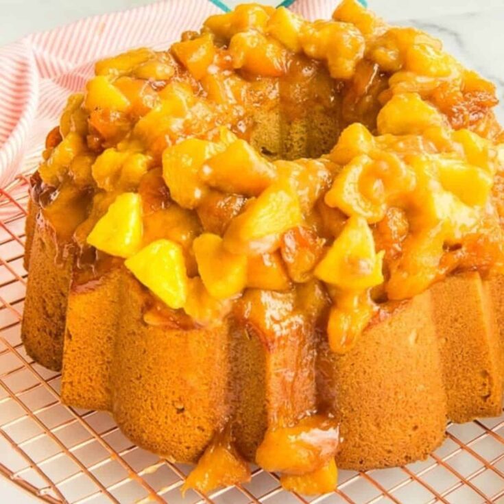 Remy pound cake with peach topping