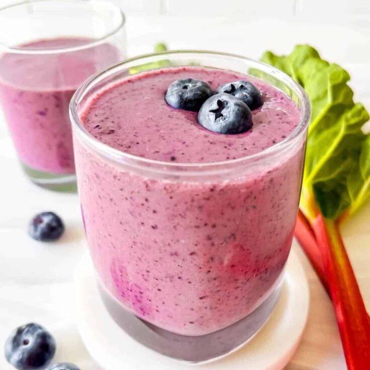 Two servings of rhubarb smoothie