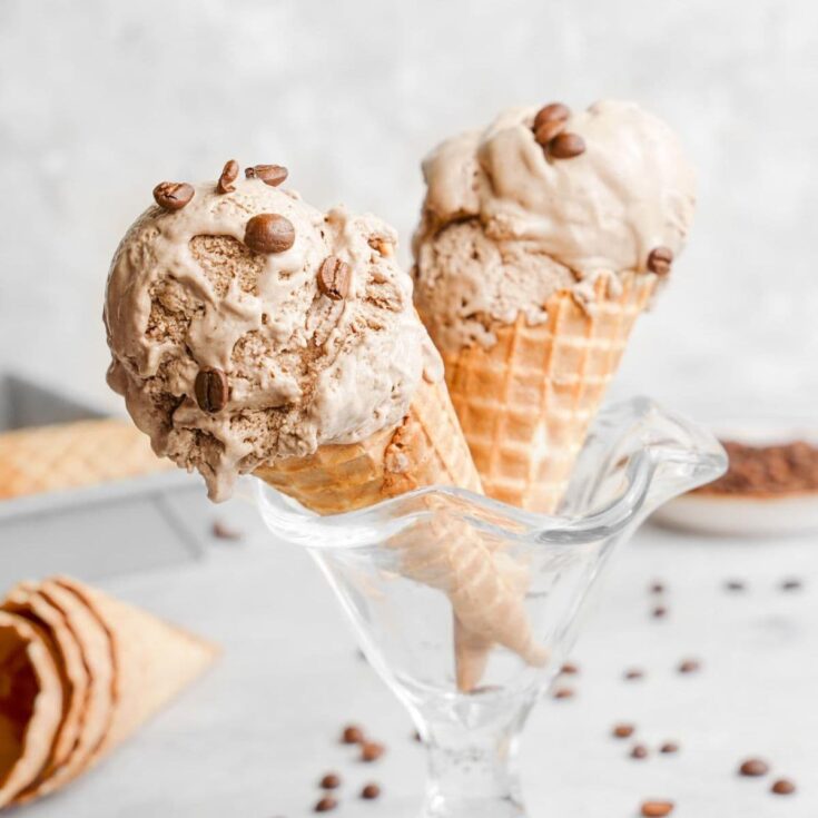 Two servings of vegan coffee ice cream