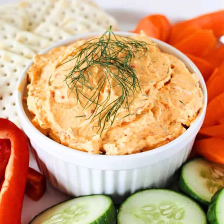 Roasted red pepper and feta cheese dip