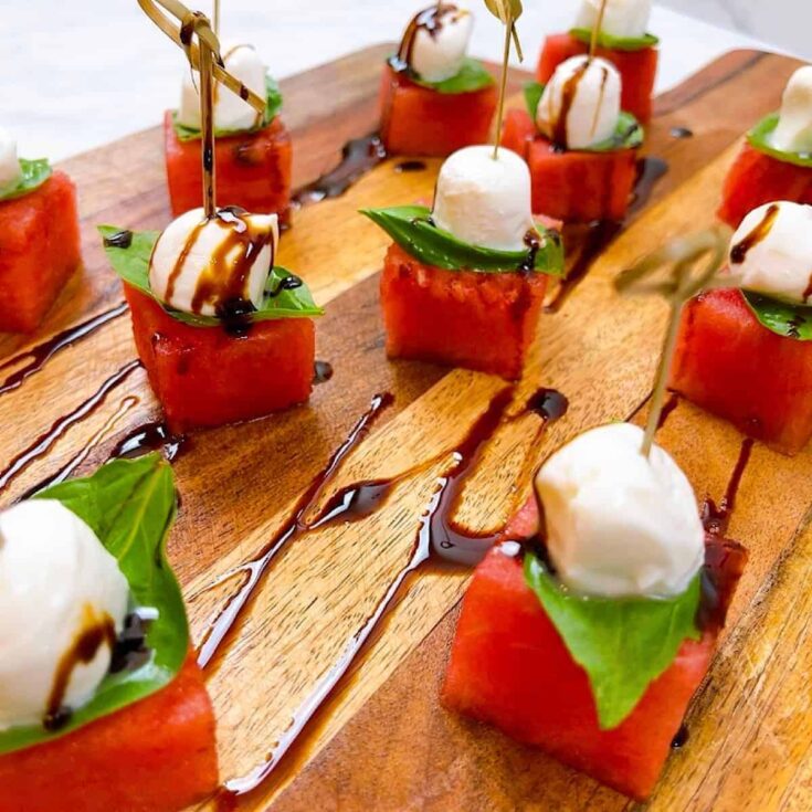 Simple watermelon caprese pool party snacks