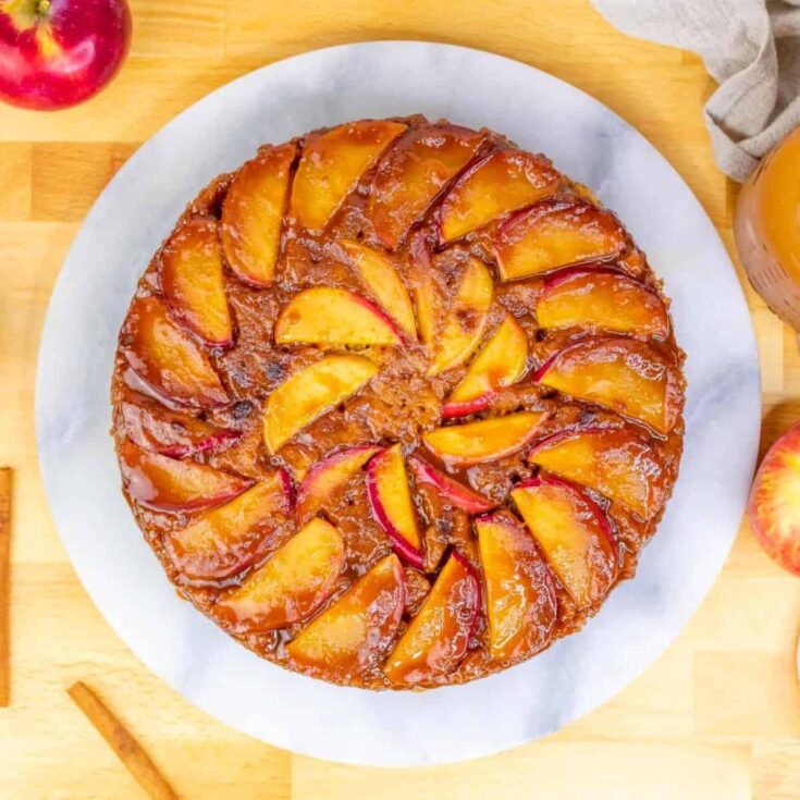 Sourdough apple cider upside-down cake