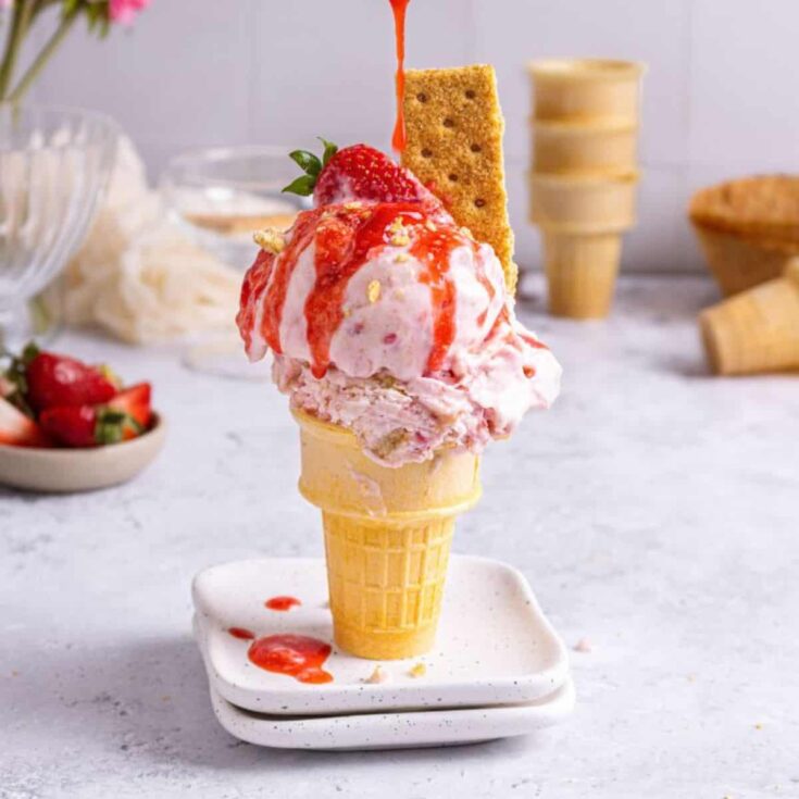 Strawberry rhubarb ice cream