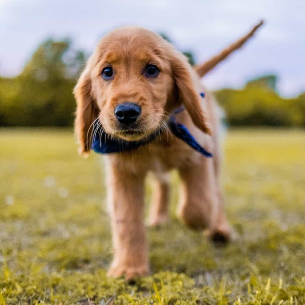 A dog walking on a park