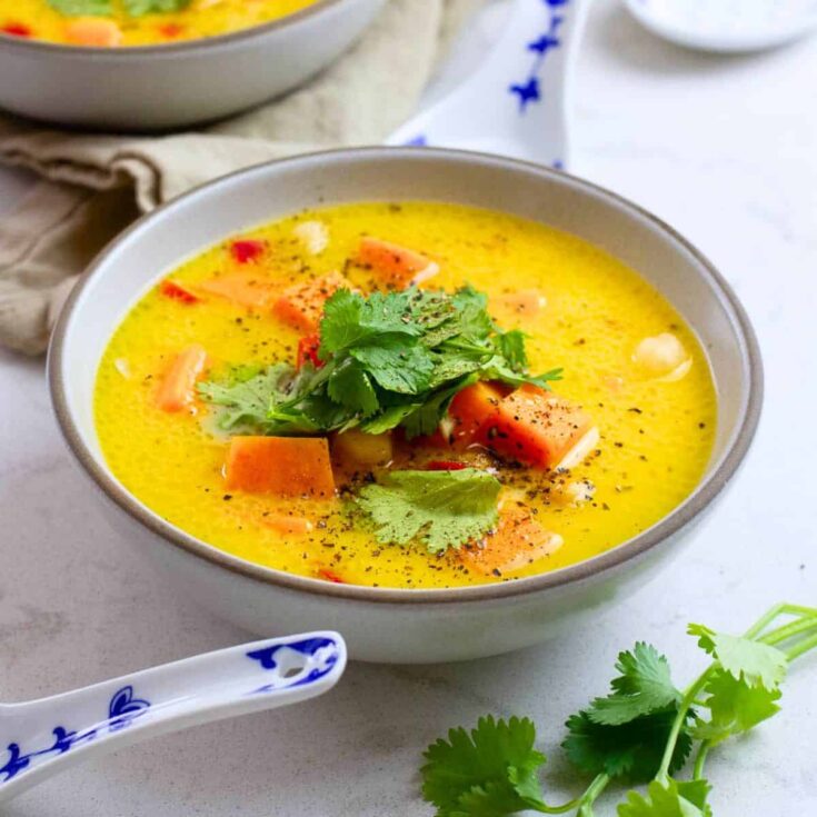 Coconut chickpea sweet potato soup