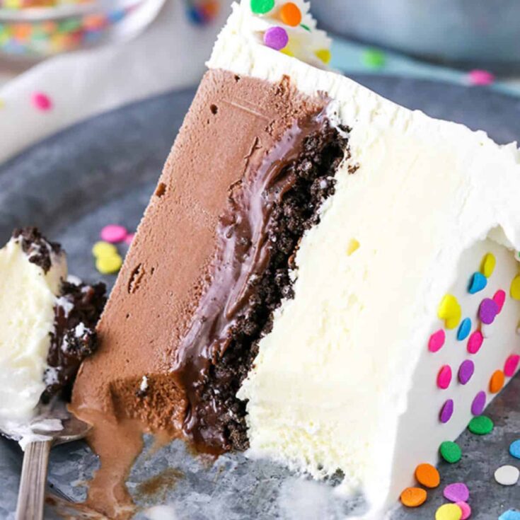 A slice of copycat Dairy Queen ice cream cake