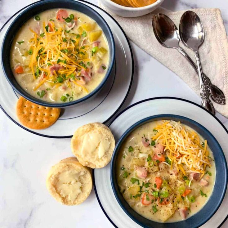 Creamy ham and potato soup made after reading these fall soup recipes
