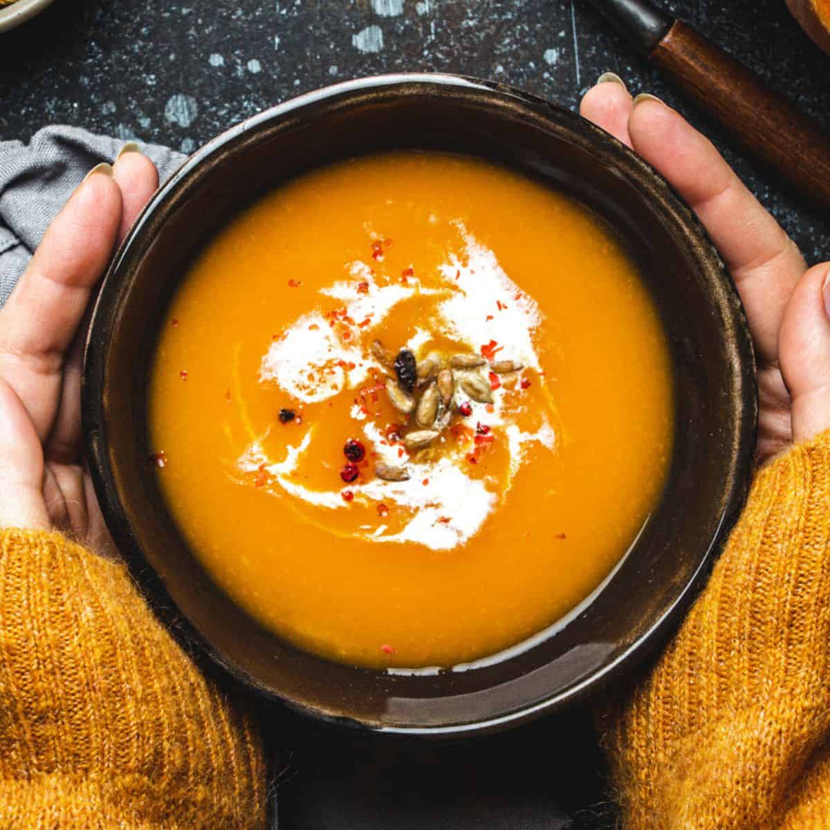 Homemade pumpkin soup made after reading these fall soup recipes