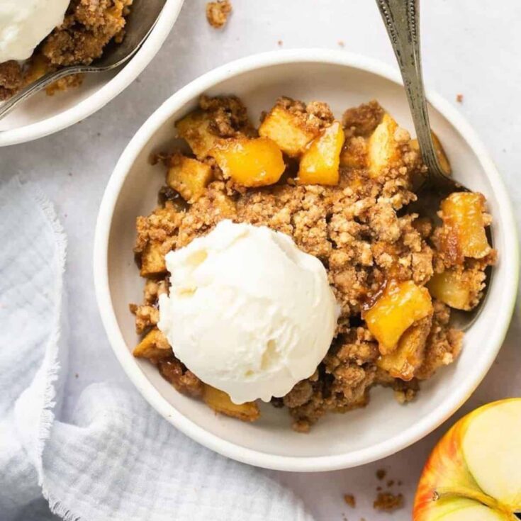 A bowl of healthy apple crumble