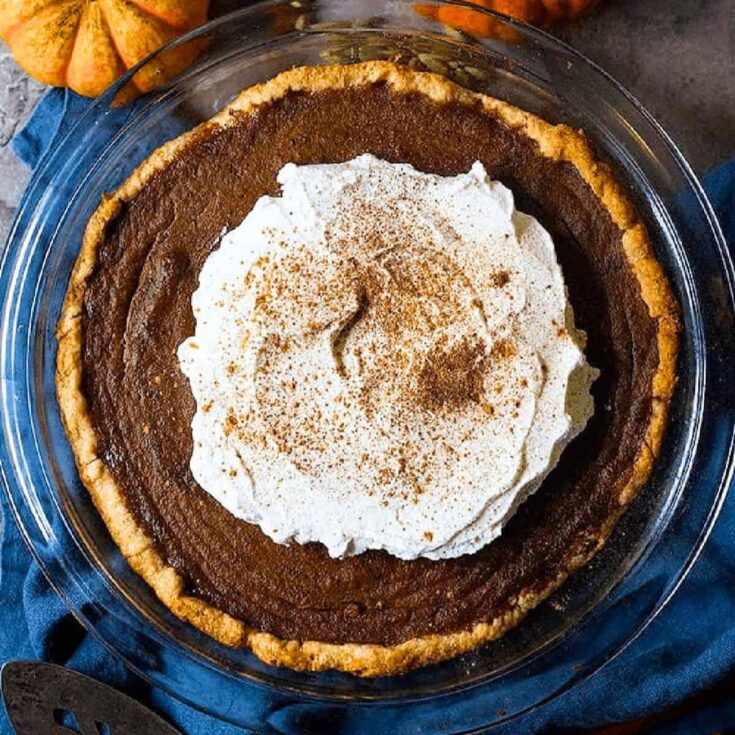 Homemade pumpkin pie with chai spice