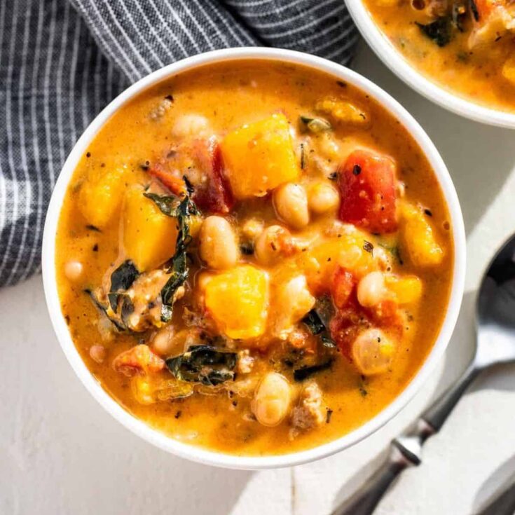 Italian sausage butternut squash fall soup
