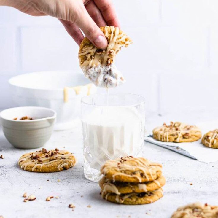 Maple cookie dipped in milk
