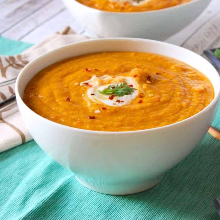 Moroccan carrot red Lentil fall soup