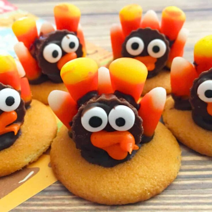 No-bake candy corn turkey cookies