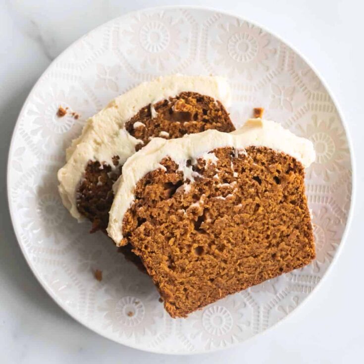 Slices of olive oil pumpkin loaf