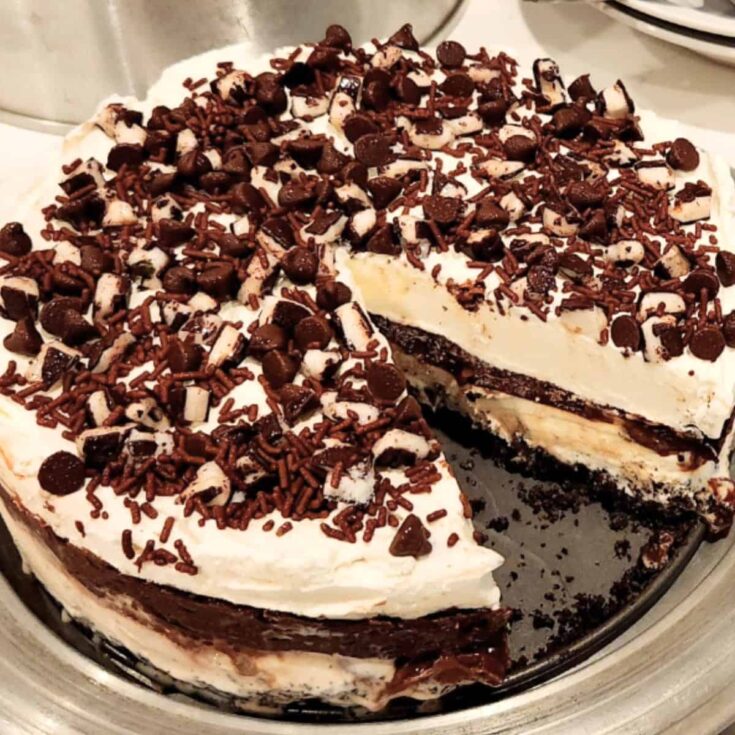 Super minty ice cream cake with Oreo crust