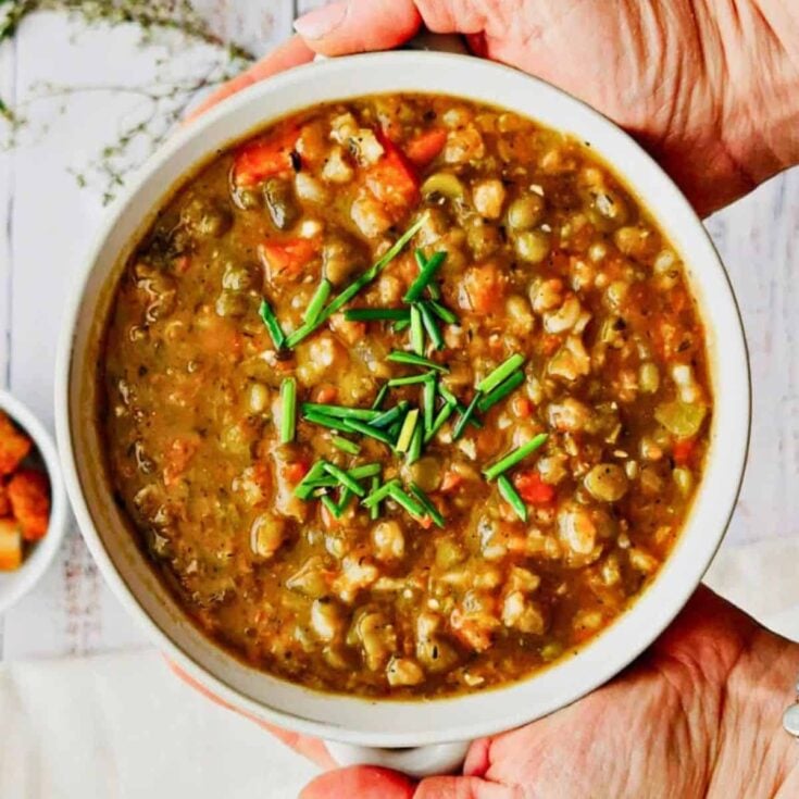 Vegan split pea soup made after reading these fall soup recipes