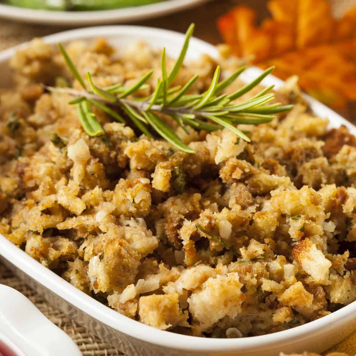 Stuffing, one of the perfect Thanksgiving side dishes