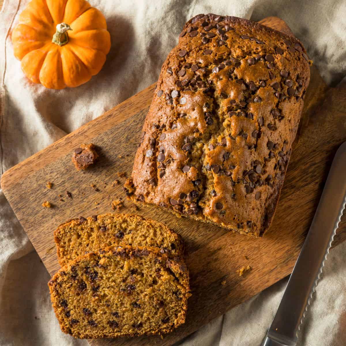 Homemade chocolate chip pumpkin bread, made after reading these fall baking recipes