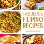 A collage of Filipino cuisines, with the text overlay, fabulous Filipino recipes