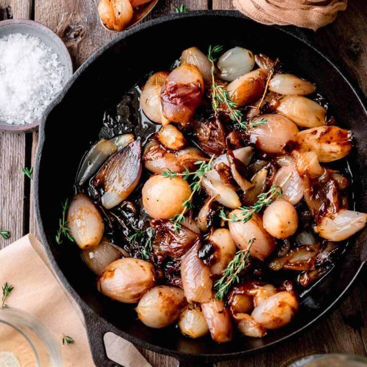 Glazed shallots made after reading these Thanksgiving side dishes
