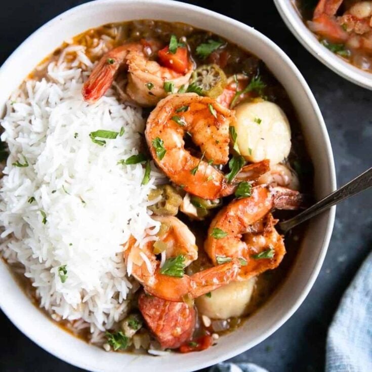 Gumbo in a bowl made after reading these Southern recipes