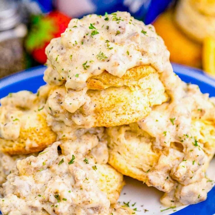 Homemade biscuits and gravy